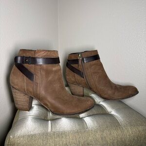 Franco Sarto Brown Leather Ankle Boots